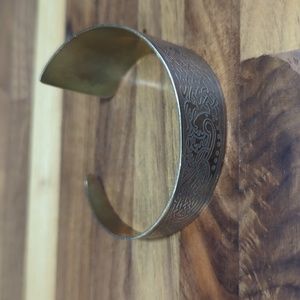 Celtic knot copper and brass tapered cuff bracelet